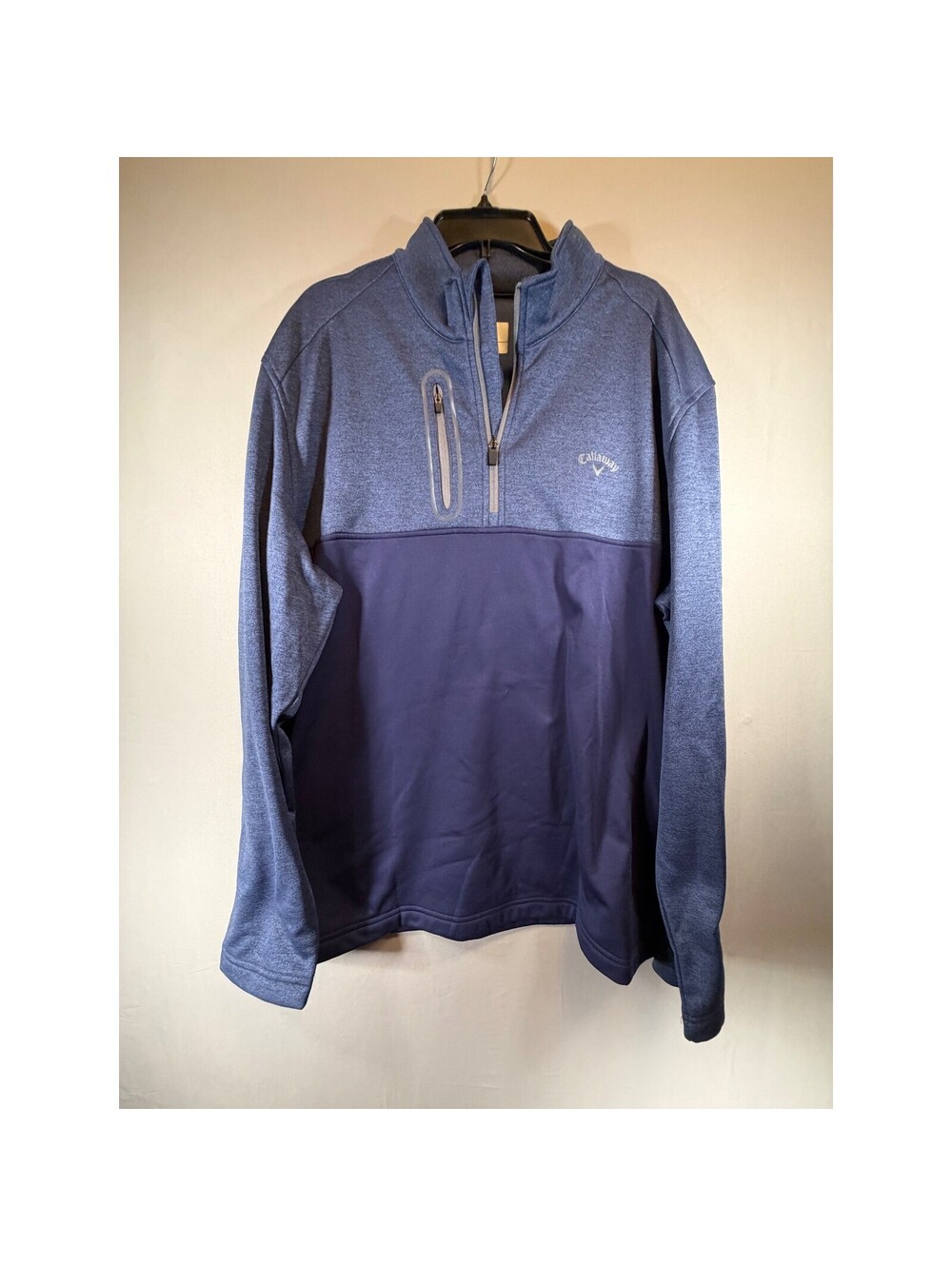 Callaway Mens XXL Blue Color Block Quarter Zip Pullover Golf Sweater Jacket